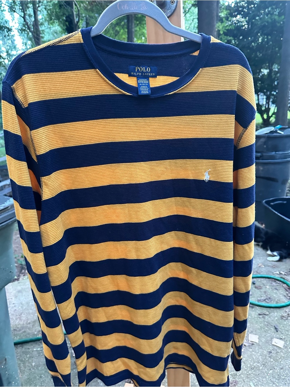 Polo by Ralph Lauren Navy & Yellow Striped Long-Sleeve Shirt